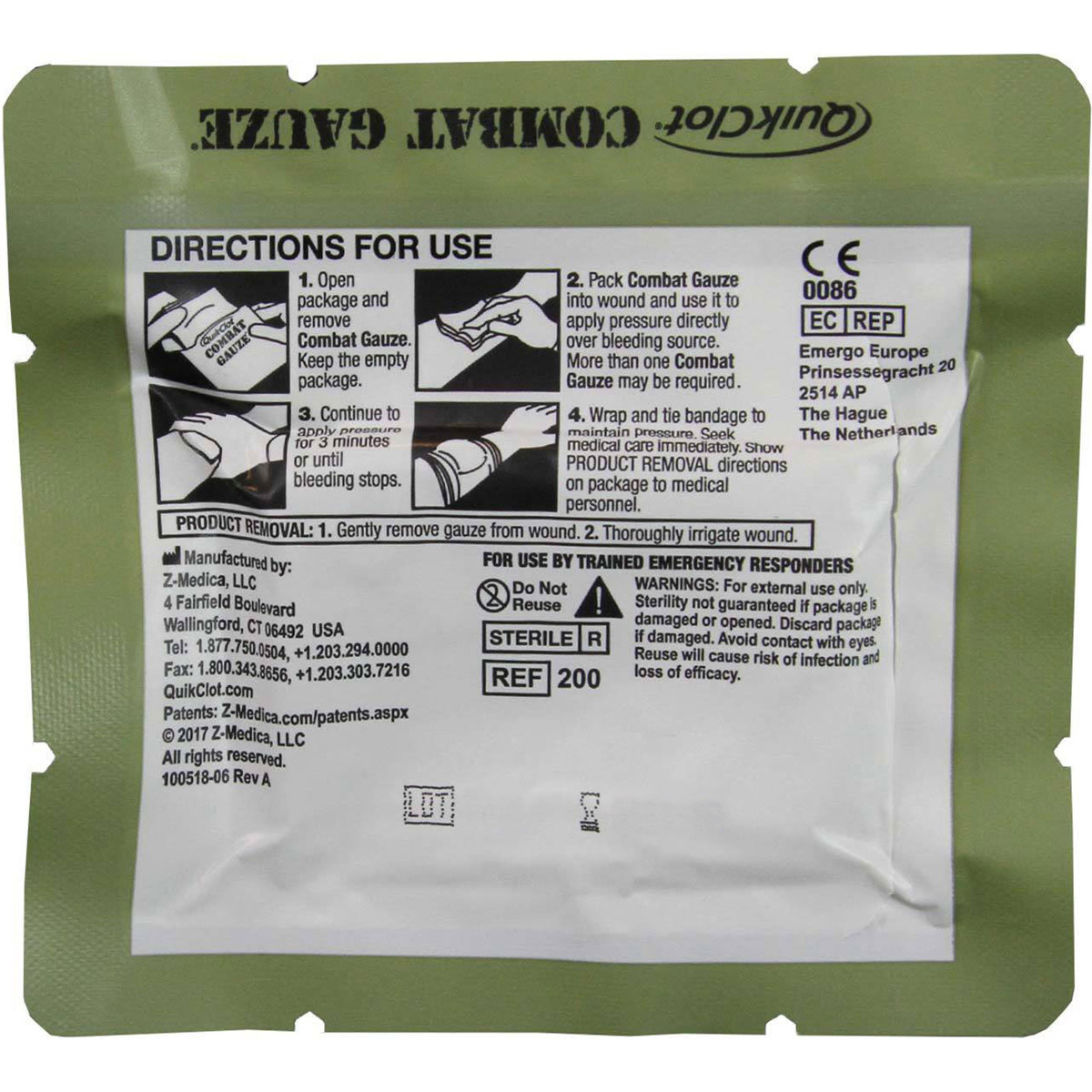 QuikClot Combat Gauze, Z-Fold, Military - Image 2